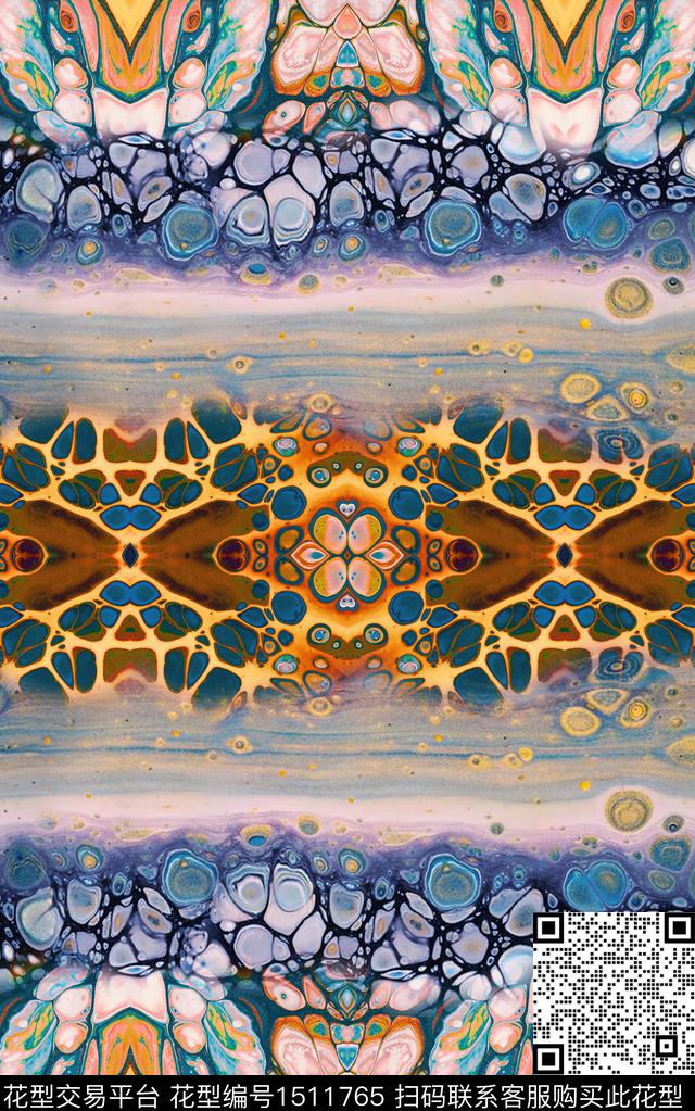 数码华亿平台女装抽象数码印花华亿平台下载（图片编号: 1511765） - 瓦栏（Walan）