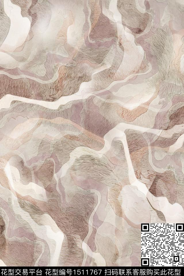 抽象小清新真丝数码印花华亿平台下载（图片编号: 1511767） - 瓦栏（Walan）