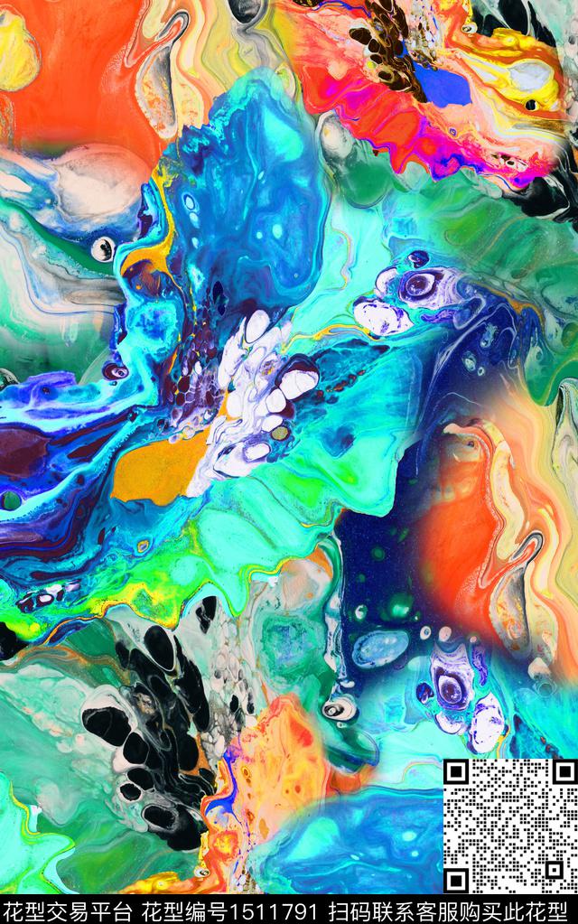 数码华亿平台女装抽象数码印花华亿平台下载（图片编号: 1511791） - 瓦栏（Walan）