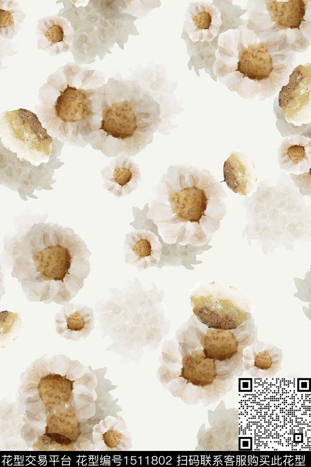 花卉大牌风小清新数码印花华亿平台下载（图片编号: 1511802） - 瓦栏（Walan）