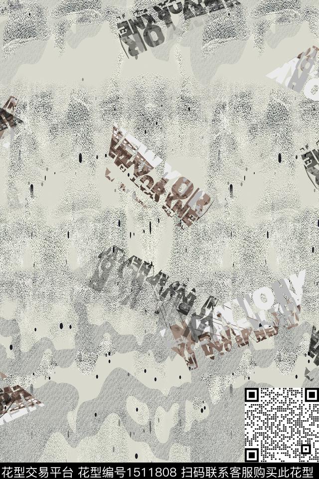 字母肌理男装数码印花华亿平台下载（图片编号: 1511808） - 瓦栏（Walan）