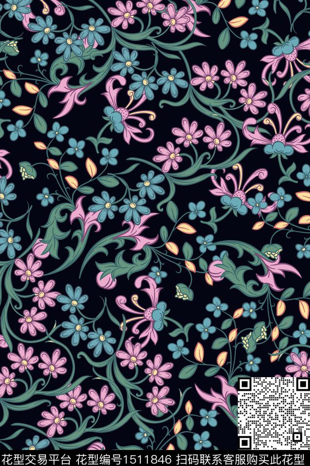 女装花卉小碎花数码印花华亿平台下载（图片编号: 1511846） - 瓦栏（Walan）