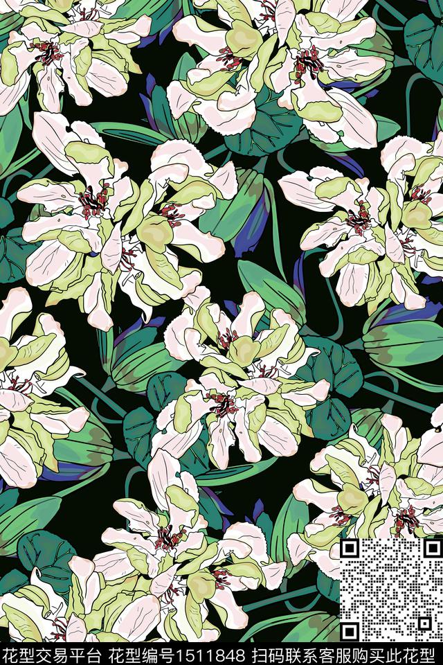 女装花卉小碎花数码印花华亿平台下载（图片编号: 1511848） - 瓦栏（Walan）