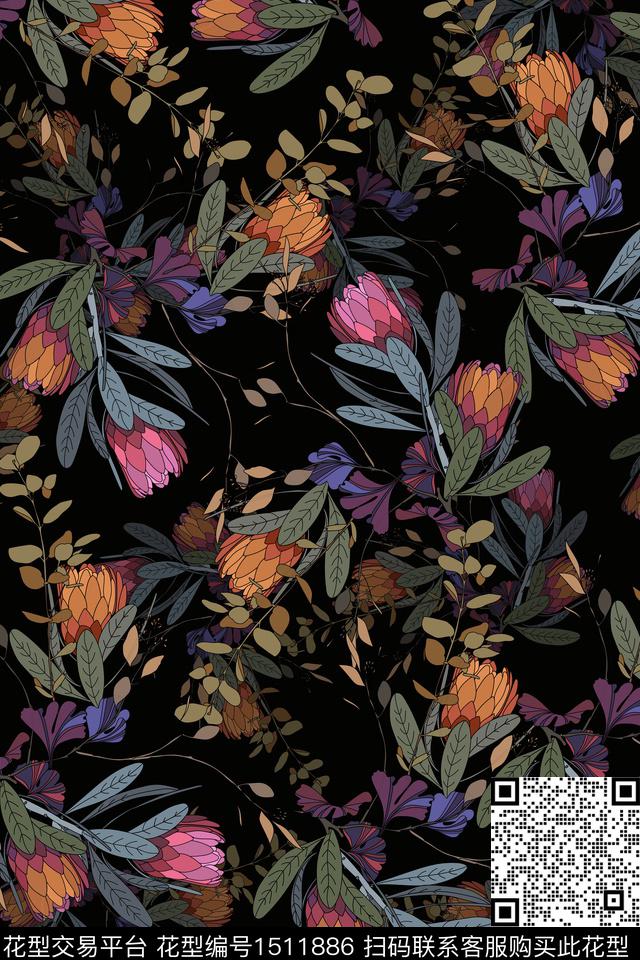女装花卉小碎花数码印花华亿平台下载（图片编号: 1511886） - 瓦栏（Walan）