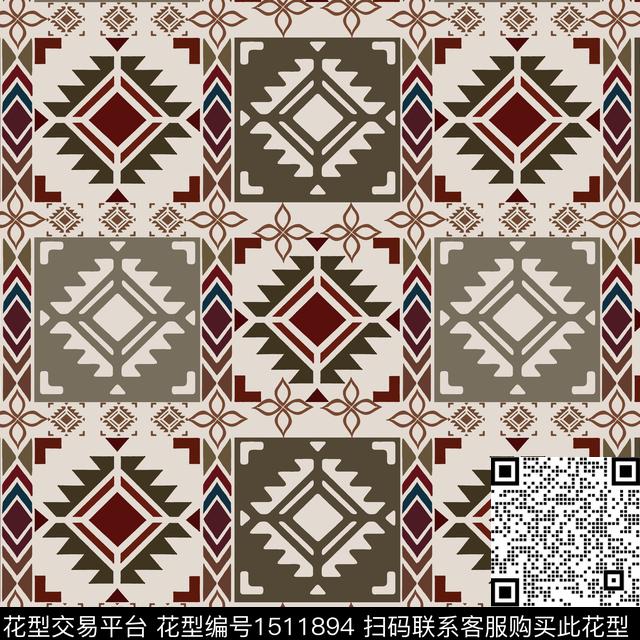 民族风男装费尔岛传统印花华亿平台下载（图片编号: 1511894） - 瓦栏（Walan）