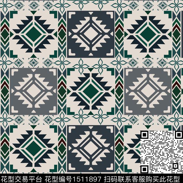 民族风男装费尔岛传统印花华亿平台下载（图片编号: 1511897） - 瓦栏（Walan）