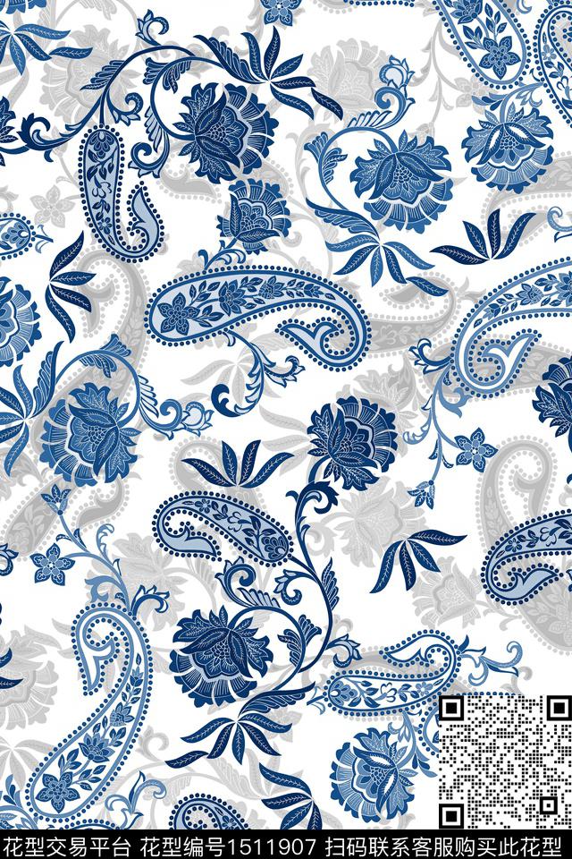 民族风佩斯利大牌风数码印花华亿平台下载（图片编号: 1511907） - 瓦栏（Walan）