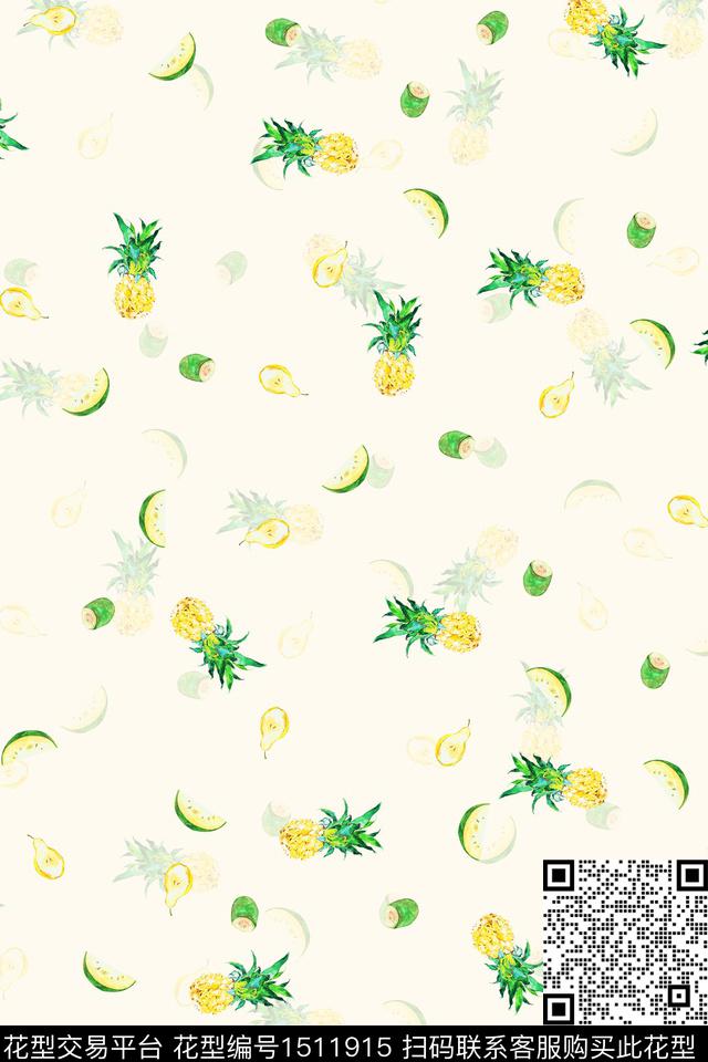 水果小清新真丝数码印花华亿平台下载（图片编号: 1511915） - 瓦栏（Walan）
