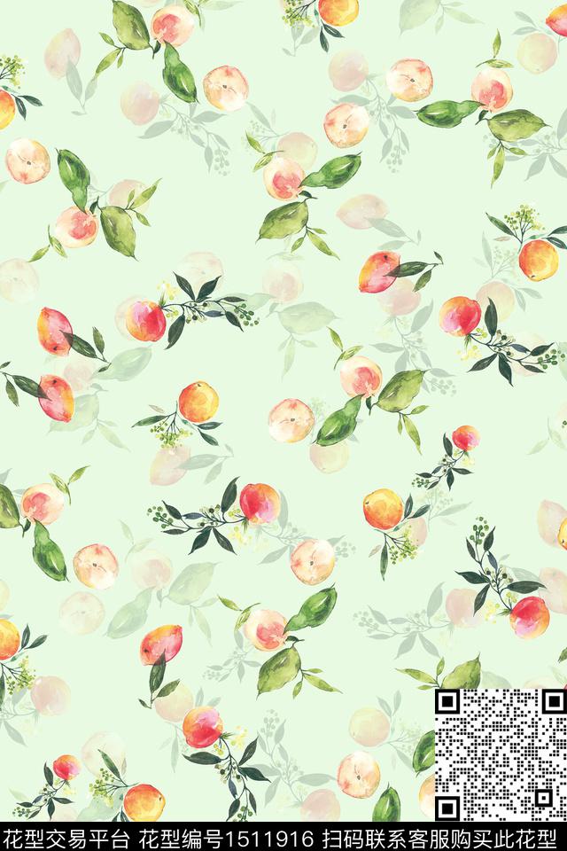 水果小清新真丝数码印花华亿平台下载（图片编号: 1511916） - 瓦栏（Walan）
