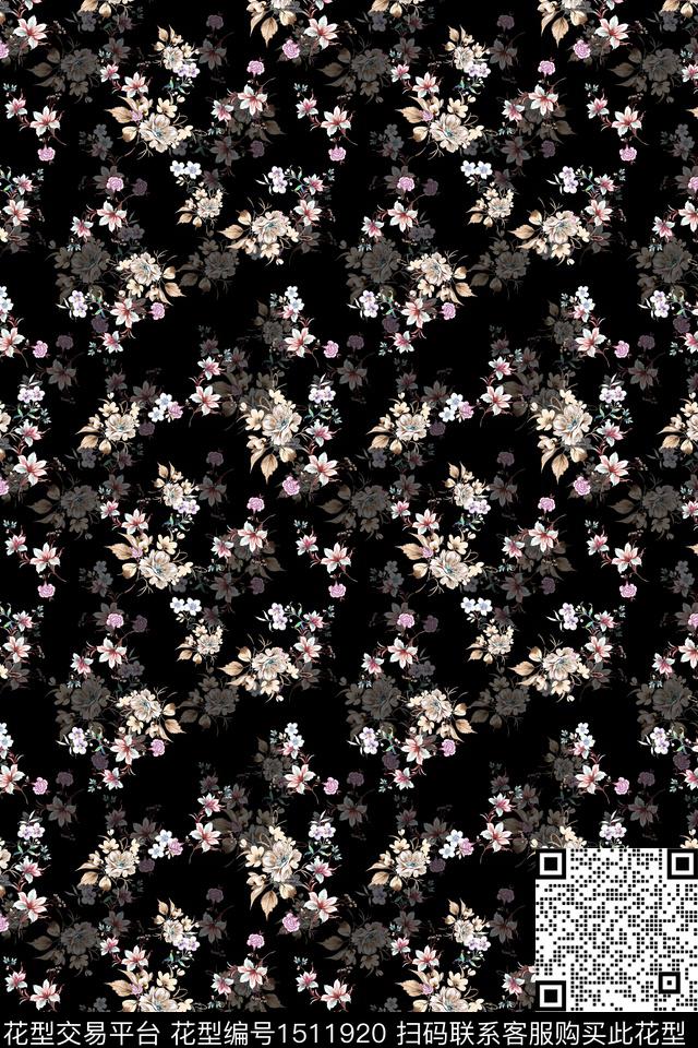 花卉小清新真丝数码印花华亿平台下载（图片编号: 1511920） - 瓦栏（Walan）