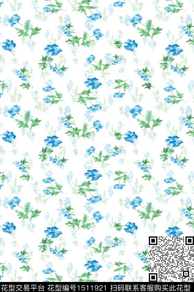 花卉小清新真丝数码印花华亿平台下载（图片编号: 1511921） - 瓦栏（Walan）