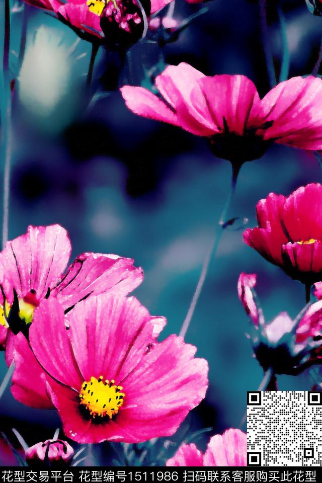 花卉配饰格桑花数码印花华亿平台下载（图片编号: 1511986） - 瓦栏（Walan）