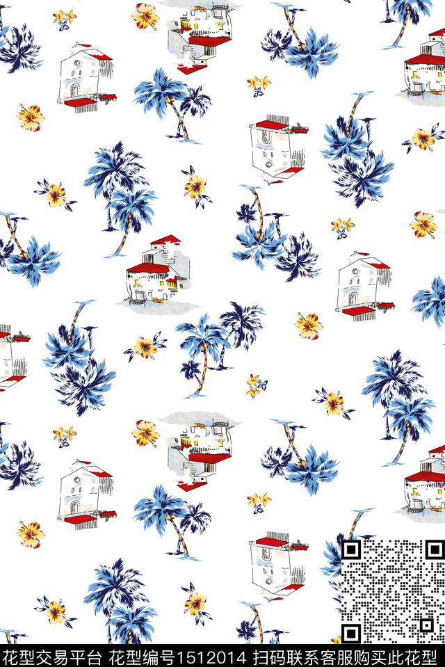 椰子树绿植树叶春夏华亿平台数码印花华亿平台下载（图片编号: 1512014） - 瓦栏（Walan）