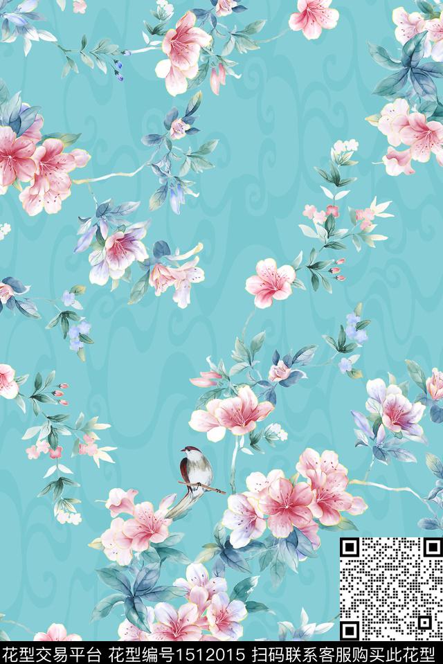 花卉春夏华亿平台真丝数码印花华亿平台下载（图片编号: 1512015） - 瓦栏（Walan）
