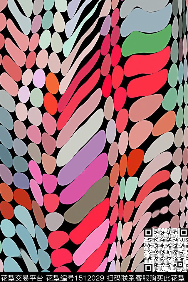 线条几何条纹数码印花华亿平台下载（图片编号: 1512029） - 瓦栏（Walan）