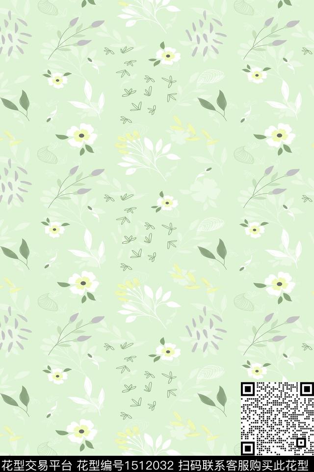 花卉小清新真丝数码印花华亿平台下载（图片编号: 1512032） - 瓦栏（Walan）