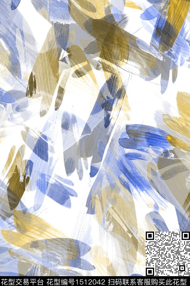 抽象小清新真丝数码印花华亿平台下载（图片编号: 1512042） - 瓦栏（Walan）