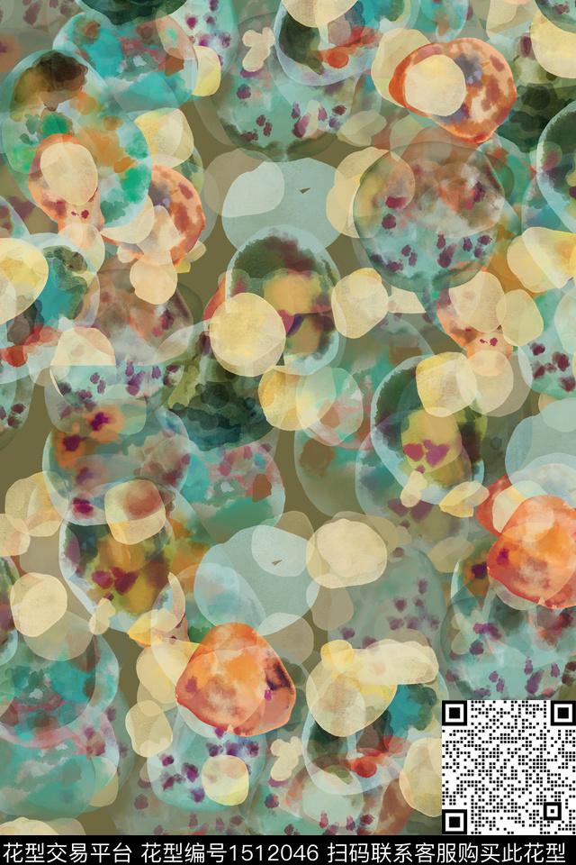 抽象小清新真丝数码印花华亿平台下载（图片编号: 1512046） - 瓦栏（Walan）