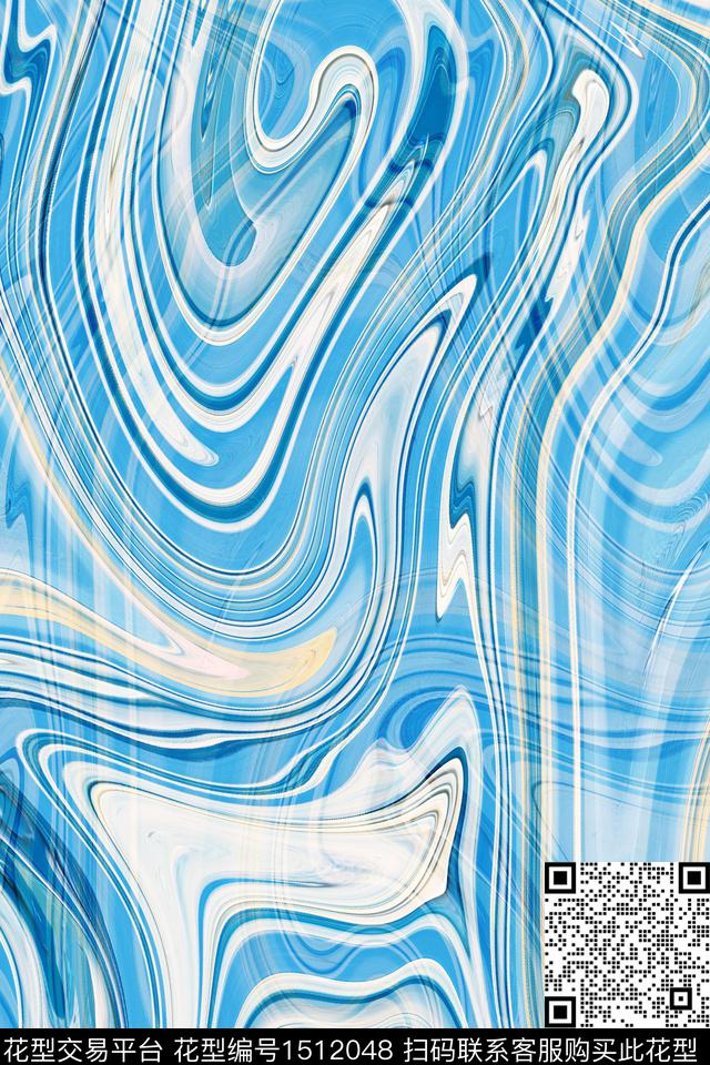 小清新真丝抽象数码印花华亿平台下载（图片编号: 1512048） - 瓦栏（Walan）
