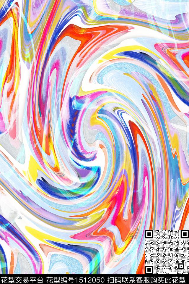 肌理大牌风抽象数码印花华亿平台下载（图片编号: 1512050） - 瓦栏（Walan）