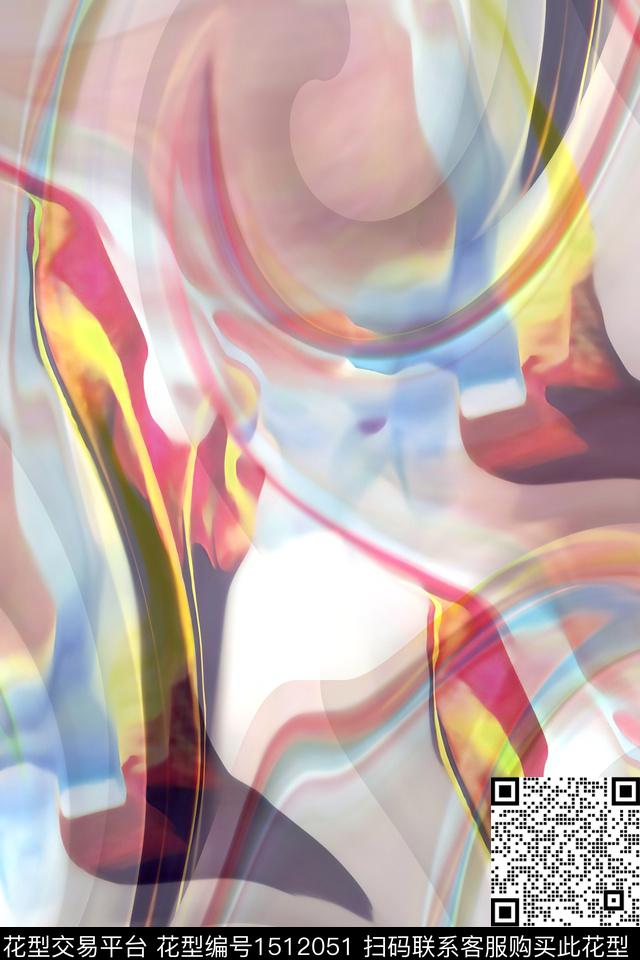 肌理抽象小清新数码印花华亿平台下载（图片编号: 1512051） - 瓦栏（Walan）