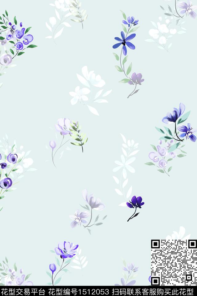 花卉大牌风小清新数码印花华亿平台下载（图片编号: 1512053） - 瓦栏（Walan）