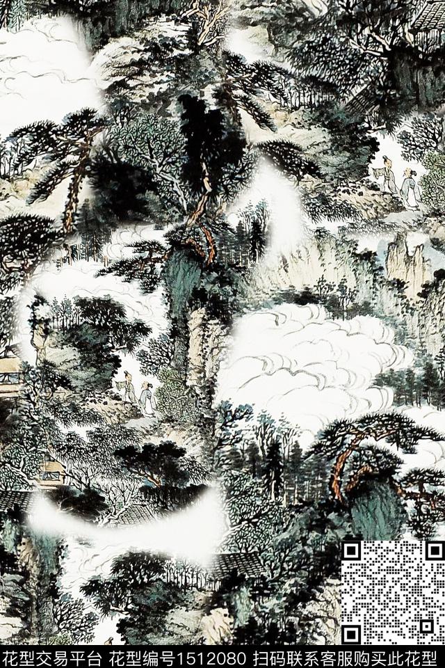 香云纱国画中老年数码印花华亿平台下载（图片编号: 1512080） - 瓦栏（Walan）
