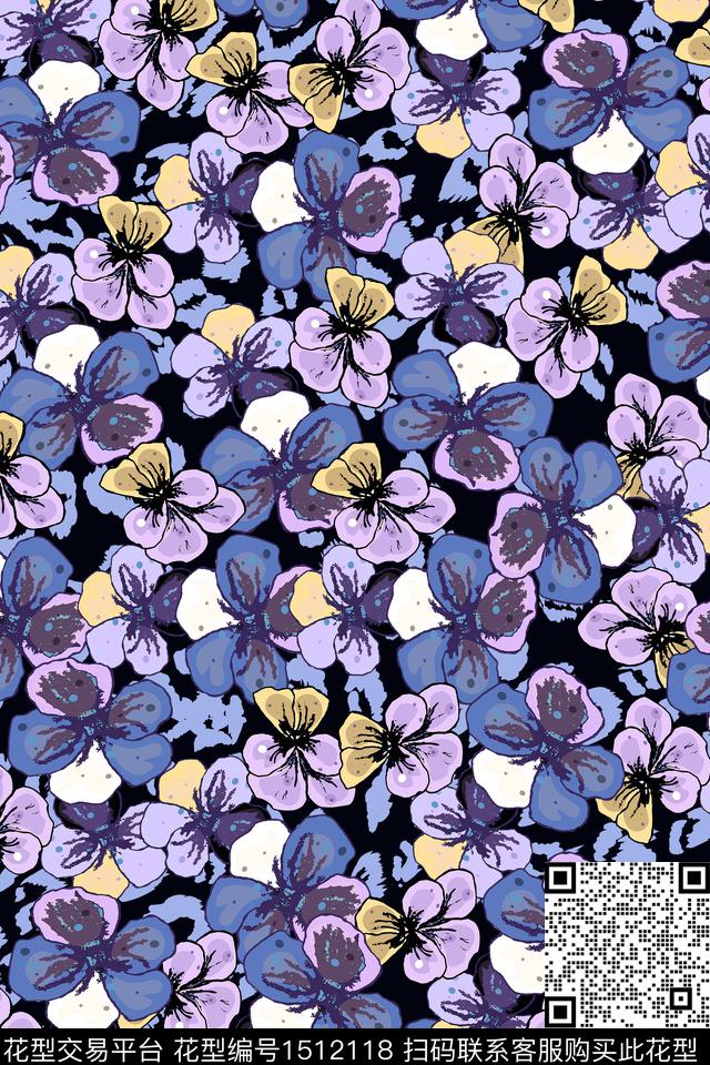 女装花卉小碎花数码印花华亿平台下载（图片编号: 1512118） - 瓦栏（Walan）