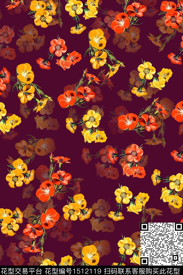 绿植树叶花卉大牌风数码印花华亿平台下载（图片编号: 1512119） - 瓦栏（Walan）