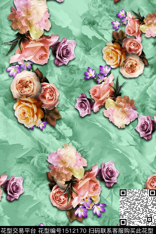 旗袍大牌风大花数码印花华亿平台下载（图片编号: 1512170） - 瓦栏（Walan）