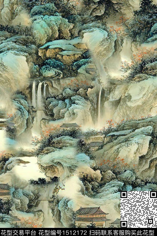 香云纱国画中老年数码印花华亿平台下载（图片编号: 1512172） - 瓦栏（Walan）