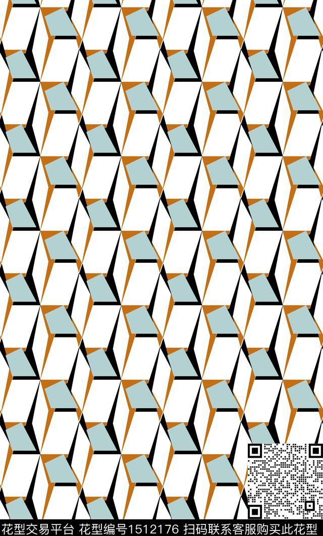 几何满版散花商务传统印花华亿平台下载（图片编号: 1512176） - 瓦栏（Walan）