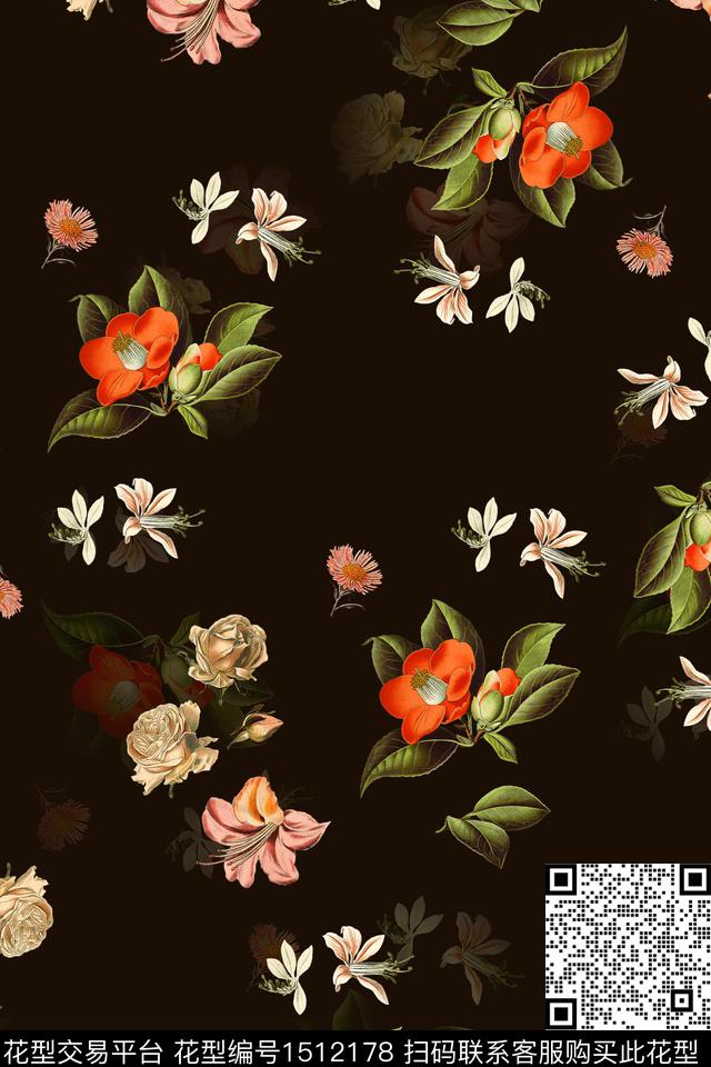 绿植树叶花卉大牌风数码印花华亿平台下载（图片编号: 1512178） - 瓦栏（Walan）