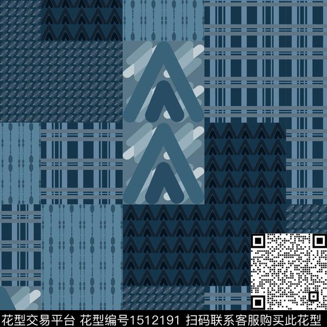 几何格子大牌风数码印花华亿平台下载（图片编号: 1512191） - 瓦栏（Walan）