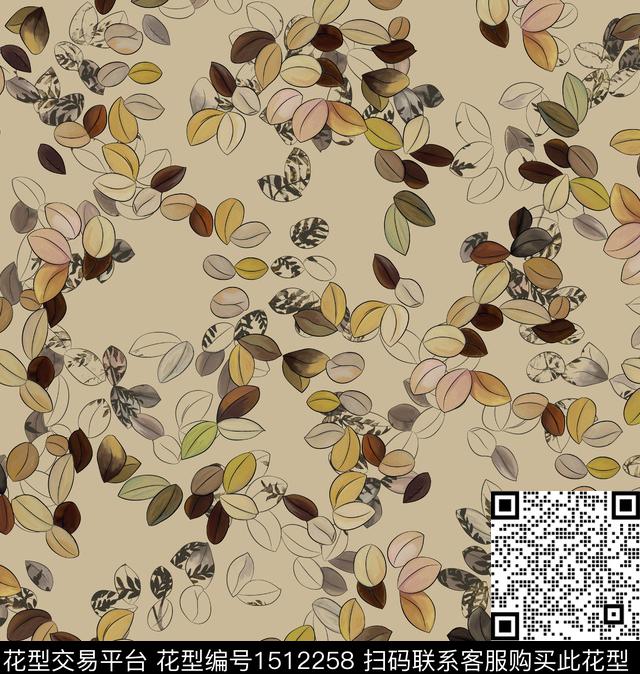 连衣裙女装绿植树叶数码印花华亿平台下载（图片编号: 1512258） - 瓦栏（Walan）