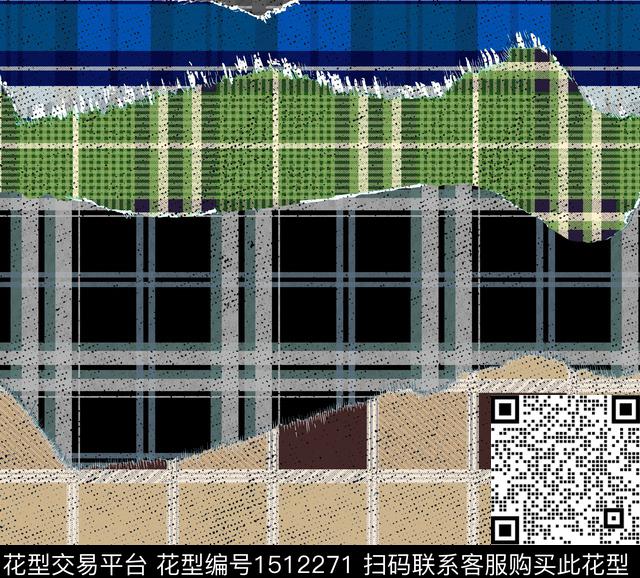 补丁几何格子数码印花华亿平台下载（图片编号: 1512271） - 瓦栏（Walan）