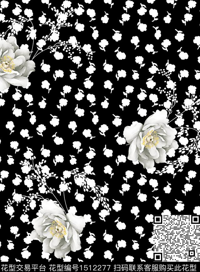 连衣裙女装花卉数码印花华亿平台下载（图片编号: 1512277） - 瓦栏（Walan）