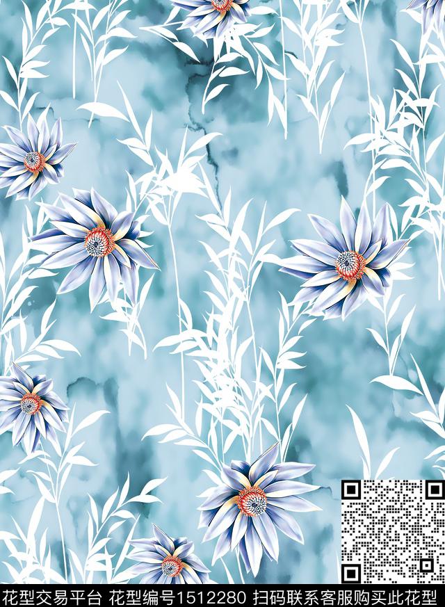 连衣裙女装花卉数码印花华亿平台下载（图片编号: 1512280） - 瓦栏（Walan）