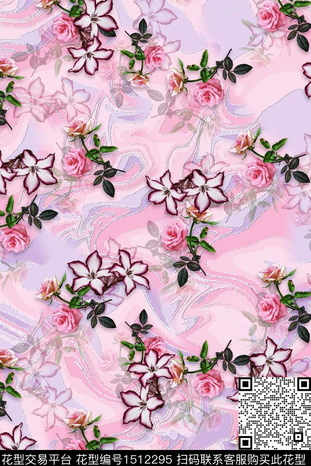 小碎花组合花卉清爽旗袍数码印花华亿平台下载（图片编号: 1512295） - 瓦栏（Walan）