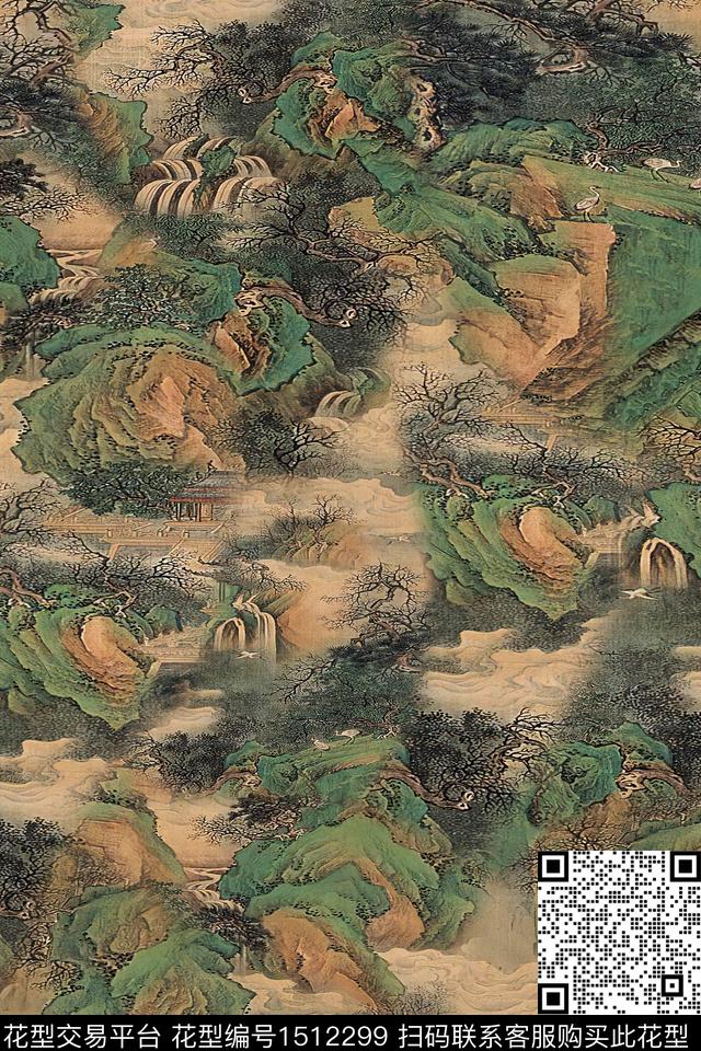 香云纱国画中老年数码印花华亿平台下载（图片编号: 1512299） - 瓦栏（Walan）