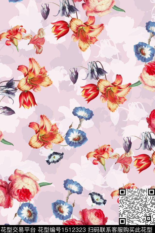 绿植树叶花卉大牌风数码印花华亿平台下载（图片编号: 1512323） - 瓦栏（Walan）