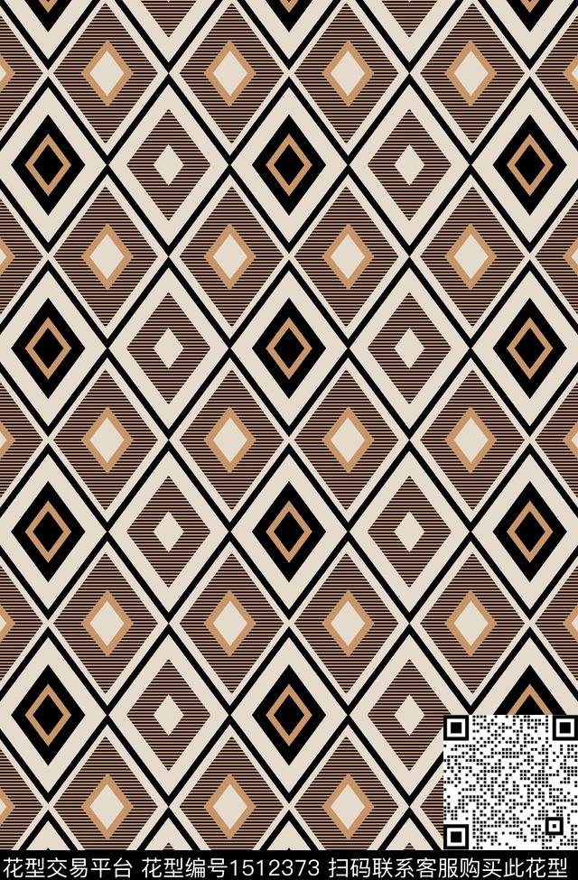 几何格子满版散花传统印花华亿平台下载（图片编号: 1512373） - 瓦栏（Walan）