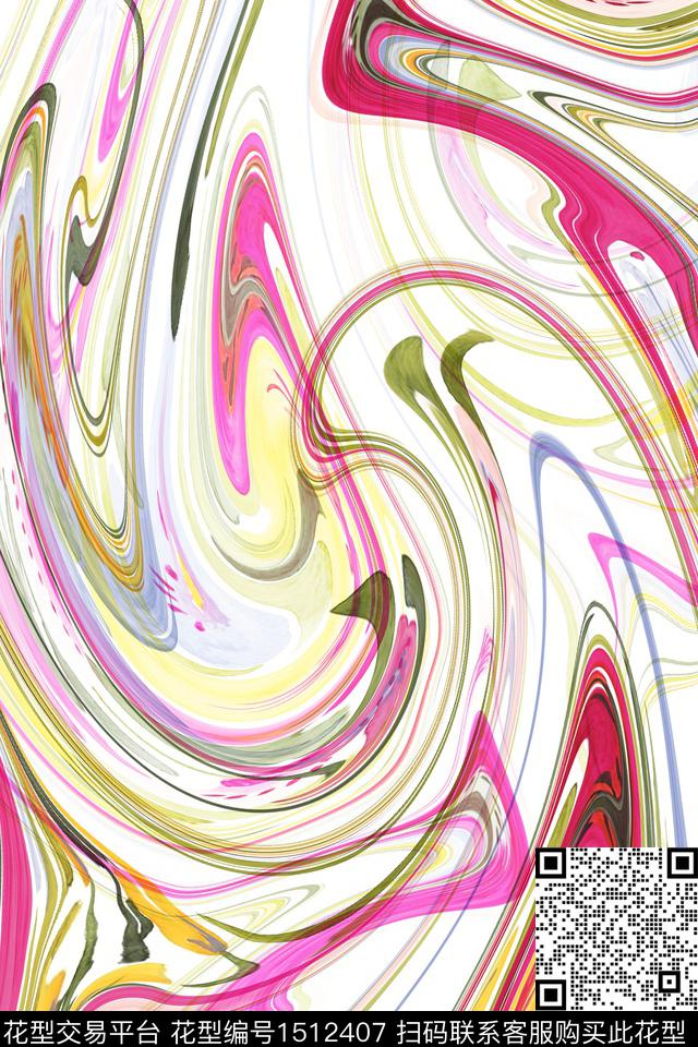 肌理大牌风抽象数码印花华亿平台下载（图片编号: 1512407） - 瓦栏（Walan）