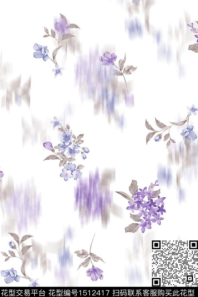 花卉大牌风小清新数码印花华亿平台下载（图片编号: 1512417） - 瓦栏（Walan）