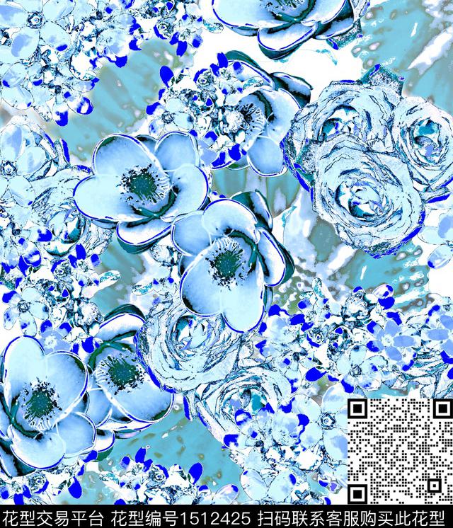 绿植树叶花卉热带华亿平台数码印花华亿平台下载（图片编号: 1512425） - 瓦栏（Walan）