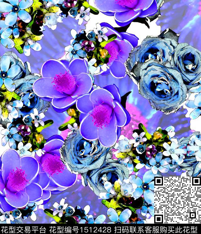 绿植树叶花卉热带华亿平台数码印花华亿平台下载（图片编号: 1512428） - 瓦栏（Walan）