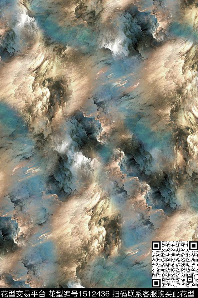 写意肌理抽象数码印花华亿平台下载（图片编号: 1512436） - 瓦栏（Walan）