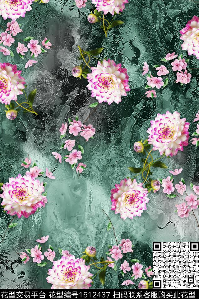 小碎花组合花卉清爽旗袍数码印花华亿平台下载（图片编号: 1512437） - 瓦栏（Walan）