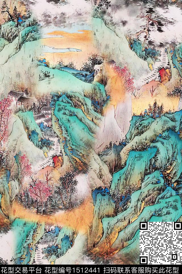 香云纱国画中老年数码印花华亿平台下载（图片编号: 1512441） - 瓦栏（Walan）