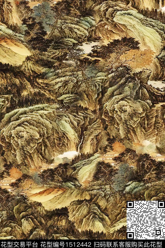 香云纱国画中老年数码印花华亿平台下载（图片编号: 1512442） - 瓦栏（Walan）